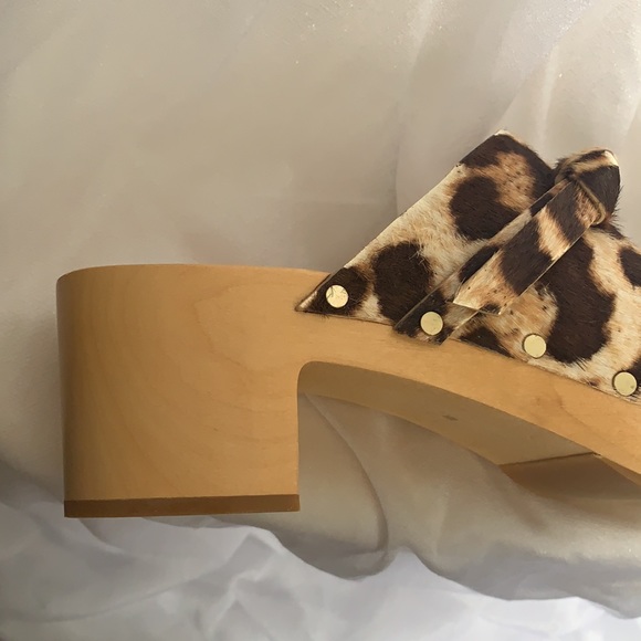 Brand New Loeffler Randall Roberta Leopard-Print Calf-Hair Clogs size 9 - Picture 8 of 9